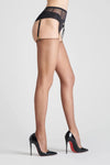 Cut and curled sheer stockings - Brown 20D